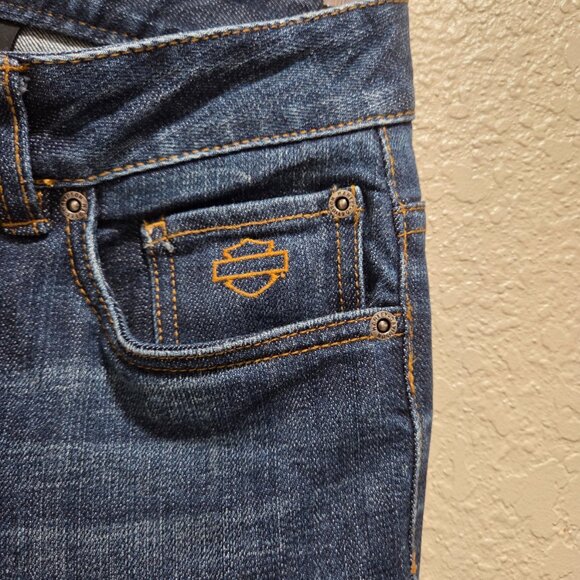Harley Davidson Women's Jeans Size 2 Classic Boot Cut Flare Leg Medium Wash - Picture 4 of 13